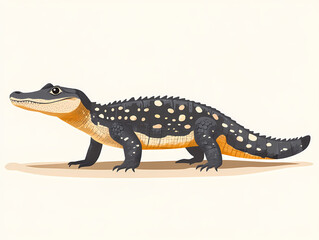 Fototapeta premium Walking Black Alligator