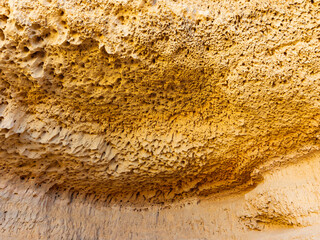 Aerial image of the coastal cave formed from wind erosion with aero honeycombed roof know as the...