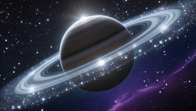 A highly detailed and stunning close-up view of Saturn, showcasing its majestic rings - Powered by Adobe