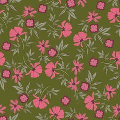 Seamless pattern with floral motifs. Vector illustration.