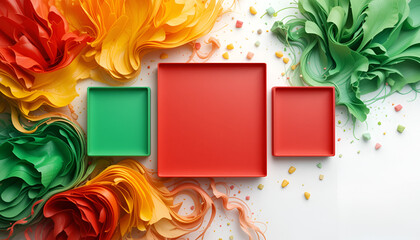 Torn Edge red,  green Paper on Minimalist Backgrounds. advertising copy space, backgrounds