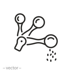 set of measuring spoons icon, add ingredient, thin line vector illustration
