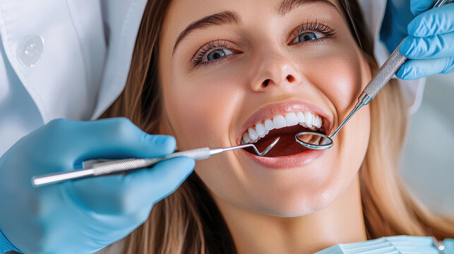 dental check up with focus on dentist tools and patient care