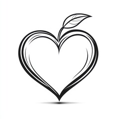 Heart-shaped apple, leaf, white background, healthy eating concept