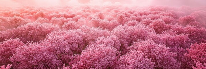 Pink Blossoms Fill An Enchanting Forest Landscape