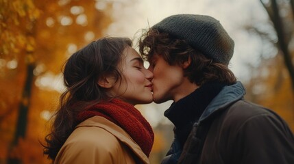 Obraz premium COUPLE KISSING IN PARK