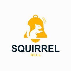 squirrel bell simple logo in negative space 
