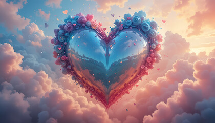 heart in the sky, heart shape, love shape, romantic, valentine's day