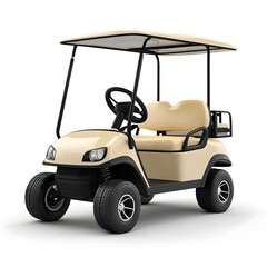 Electric Golf Cart on White Backdrop Showcasing Outdoor Recreation and Mobility