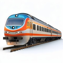 Fototapeta premium Sleek High Speed Passenger Train on White Background