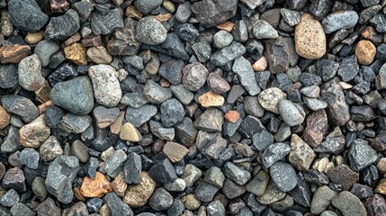 Fine Gravel Texture with Various Stones in Close Up Detail