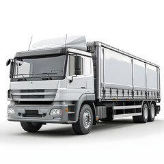 Fototapeta premium Detailed Cargo Truck on Isolated White Background