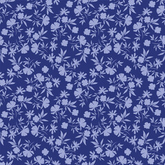 Seamless floral pattern. Vector botanical background. Tree branches with flowers