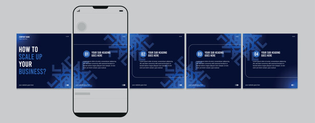 Business carousel post template for advertising, Set of carousel post for Instagram and LinkedIn, Editable social media carousel layout, template eps 10. © Graphaxil