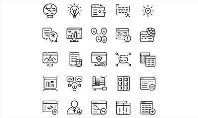 vector illustration of a set of icons for web. Cryptocurrency set of web icons in line style. Bitcoin linear icon collection. Containing crypto currency,