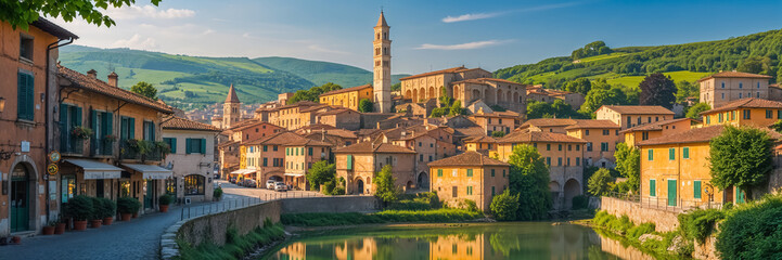 Fototapeta premium The stunning town of Sant'Agata de' Goti in the province of Benevento Italy, sunny summer day