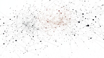 Abstract network art with interconnected nodes and lines on white background