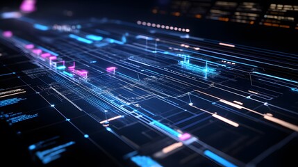 A vibrant digital landscape showcasing intricate lines of data flow, symbolizing connectivity and modern innovation.