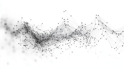 Abstract network of interconnected black dots and lines on white background