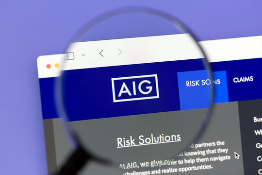 Ostersund, Sweden - Feb 16, 2025: AIG website. American International Group, Inc. (AIG) is an American multinational finance and insurance corporation.