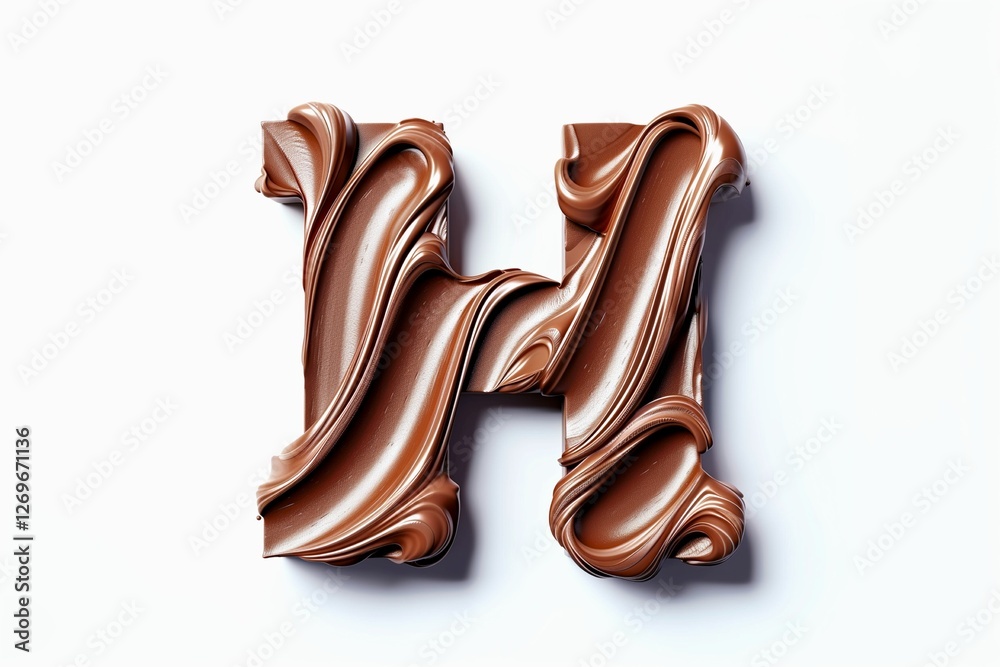 Fototapete letter h designed with flowing cocoa texture isolated on white background