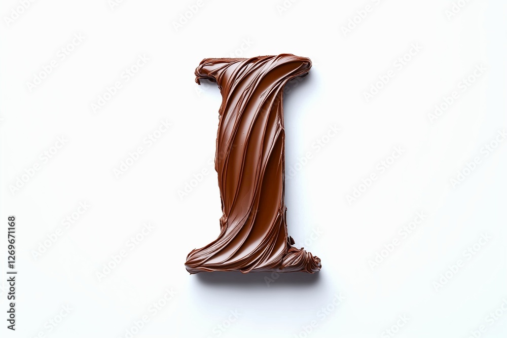 Fototapete letter i designed with flowing cocoa texture isolated on white background