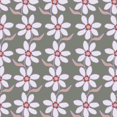 Seamless floral pattern. Vector botanical background. Tree branches with flowers