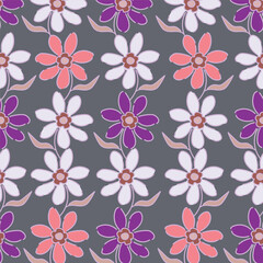 Seamless pattern with floral motifs. Vector illustration.