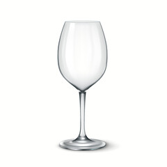 3D realistic illustration of a tall transparent wine glass, perfect for serving white wine in restaurants, bars, and home settings.