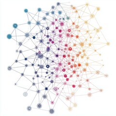 Colorful abstract network diagram visualizing complex data connections