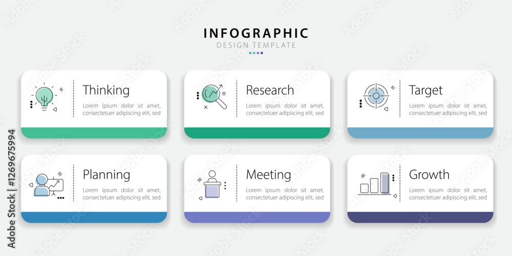 Poster Infographic template. 6 Step timeline journey, Flat simple infographics design template. presentation graph. Business concept with numbers 6 options or steps vector illustration.