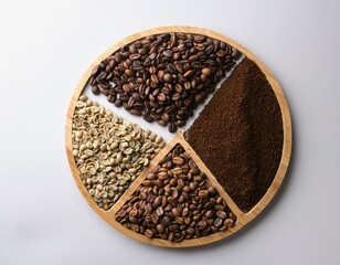 coffee bean cuting in various roasting level