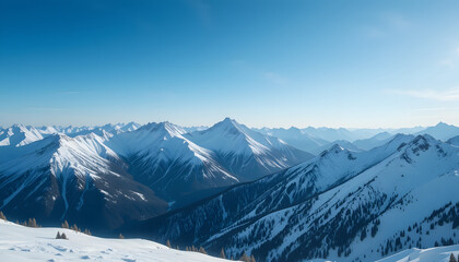 Naklejka premium Panoramic View Of Snow Capped Mountains