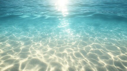 Fototapeta premium Underwater sunlit ocean beach sand texture.