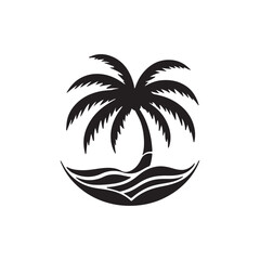 Stylized palm trees logo  vector graphics style