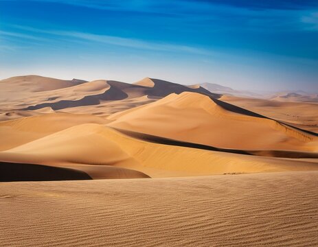 view of the endless desert of paracas national reserve dunes sands peru