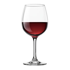 clear wine glass filled with red wine, showcasing its rich color and elegant shape. Perfect for celebrations or cozy evening