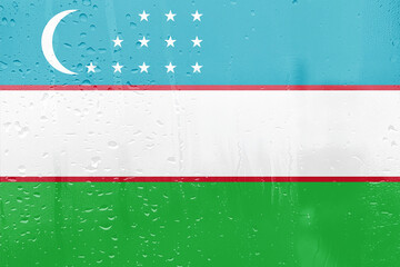 uzbekistan Grunge Italy flag with patriotic symbols and red background