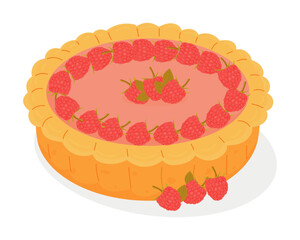 a whole sweet raspberry cake. Vector illustration