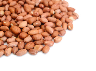 Processed peanuts isolated on white background