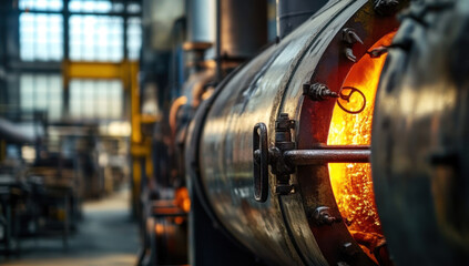 Fototapeta premium Industrial Boiler: A sizable metal tank used to create heat and steam in industrial environments, ensuring efficient operation of factories, plants, and energy systems.