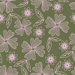 Seamless pattern with floral motifs. Vector illustration.