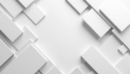 Obraz premium Abstract 3D White Wall Rendering: Geometric Shapes Create Stunning Contrast. A 3D rendering of a white wall composed of cubes.