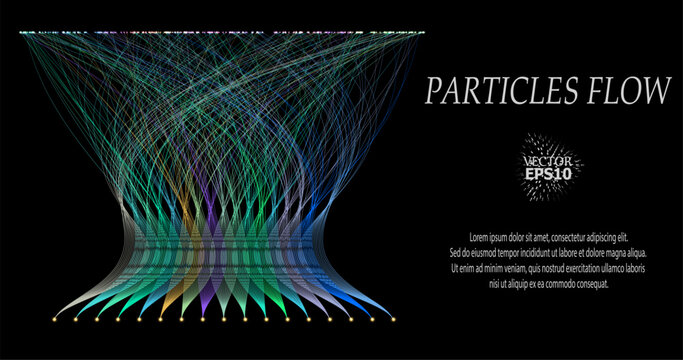 Abstract vector visualization of neural connections. Thin colored lines connect nodes, creating a dynamic flow of information. Gradients and glowing dots highlight the learning process of the neural n