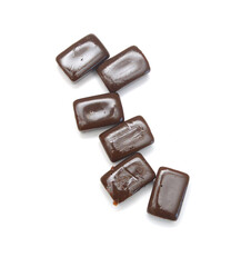 Coffee candies isolated on white background