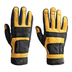 Warm and durable gloves featuring black and yellow design, ideal for outdoor activities and winter sports. quilted texture adds style and comfort