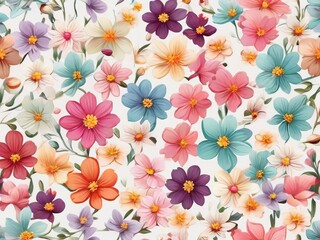 Textile summer flowers seamless colorful pattern background