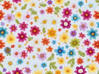 Textile summer flowers seamless colorful pattern background