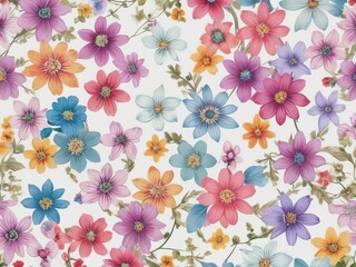 Textile summer flowers seamless colorful pattern background