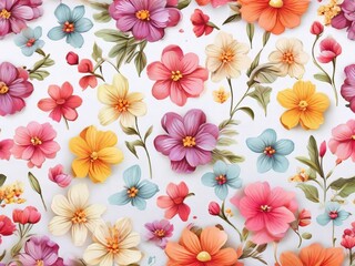 Textile summer flowers seamless colorful pattern background